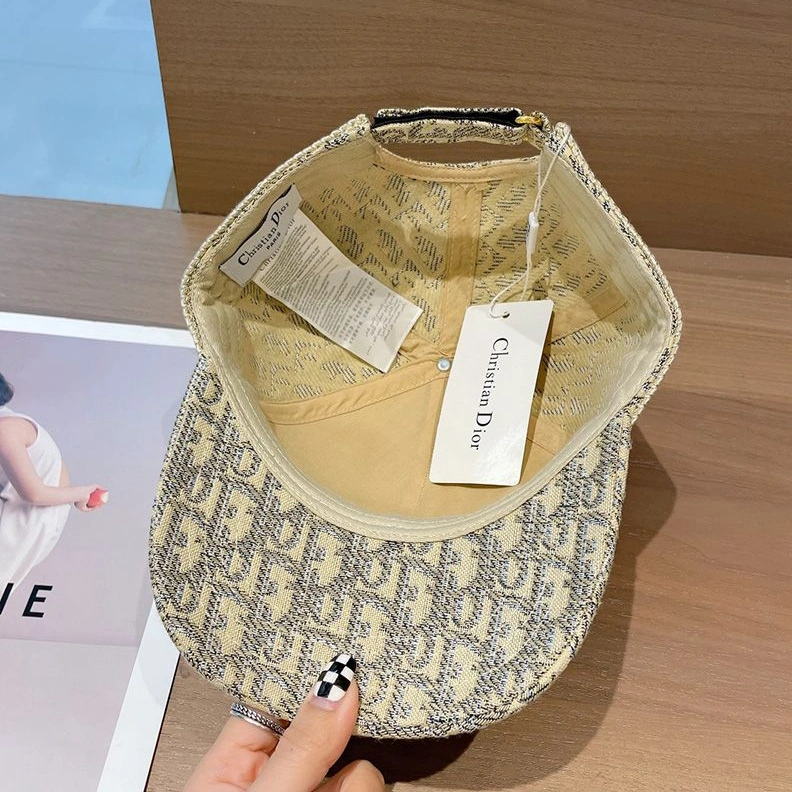 HighQuality 7255 Christian Dior Baseball Cap D-Oblique Motif Cotton Khaki