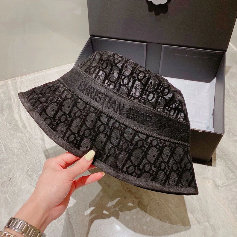 HighQuality 8385 Christian Dior Bucket Hat D-Oblique Motif Mesh Black