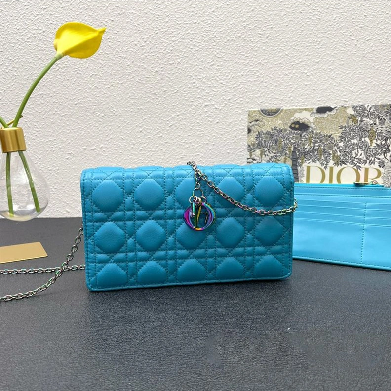 HighQuality 8682 Lady Dior Pouch Emblematic Cannage Lambskin Blue