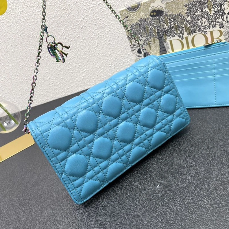 HighQuality 8682 Lady Dior Pouch Emblematic Cannage Lambskin Blue