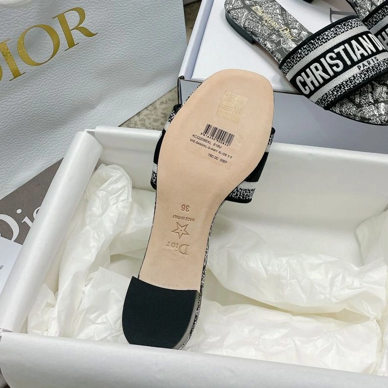HighQuality 907 Christian Dior Dway Slides Women Plan de Paris Motif Canvas Black