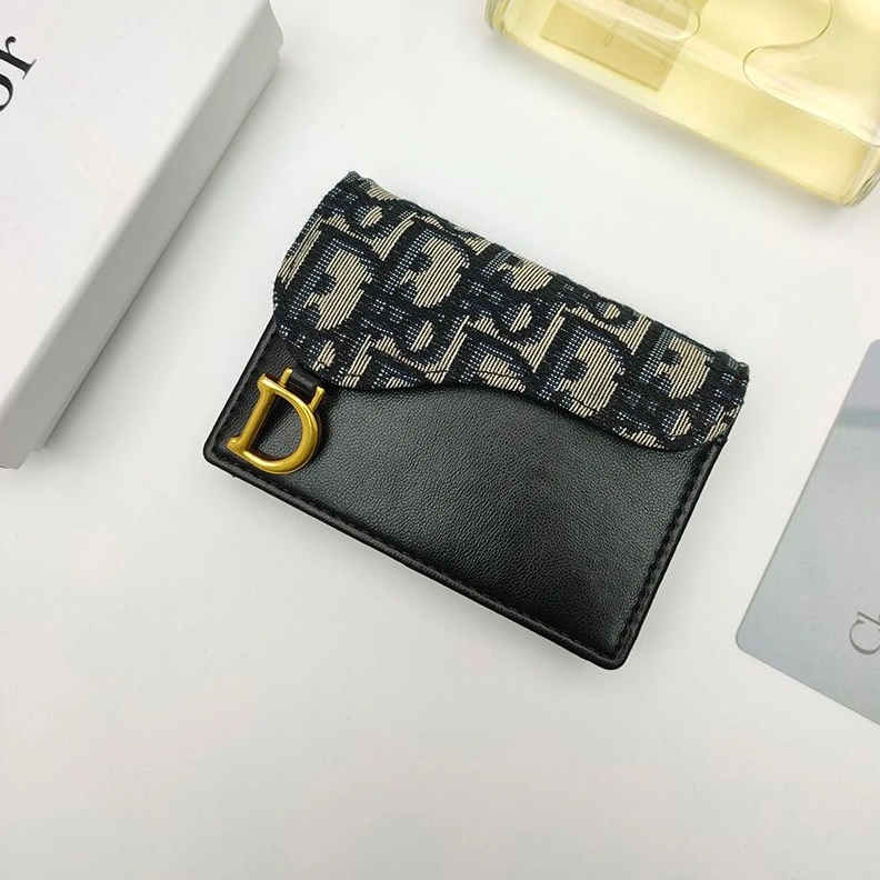 HighQuality 9265 Dior Saddle Flap Card Holder Half Oblique Motif Canvas Black