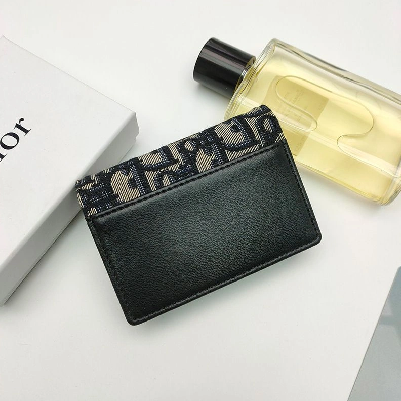 HighQuality 9265 Dior Saddle Flap Card Holder Half Oblique Motif Canvas Black