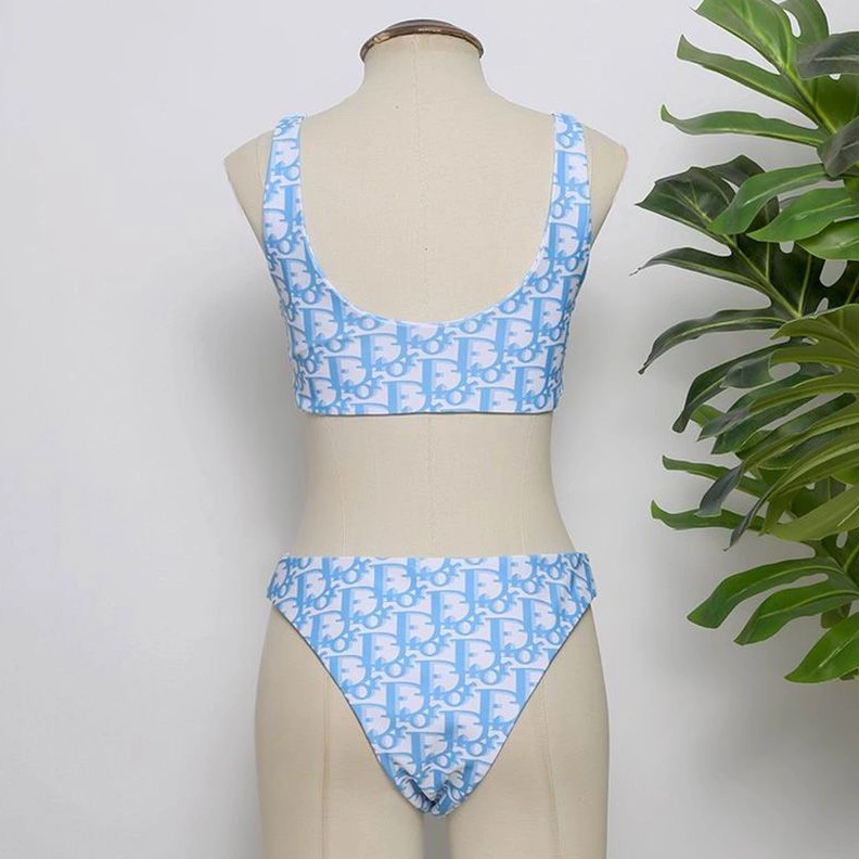 HighQuality 9970 Dior Bandeau Bikini Women Oblique Motif Lycra Sky Blue