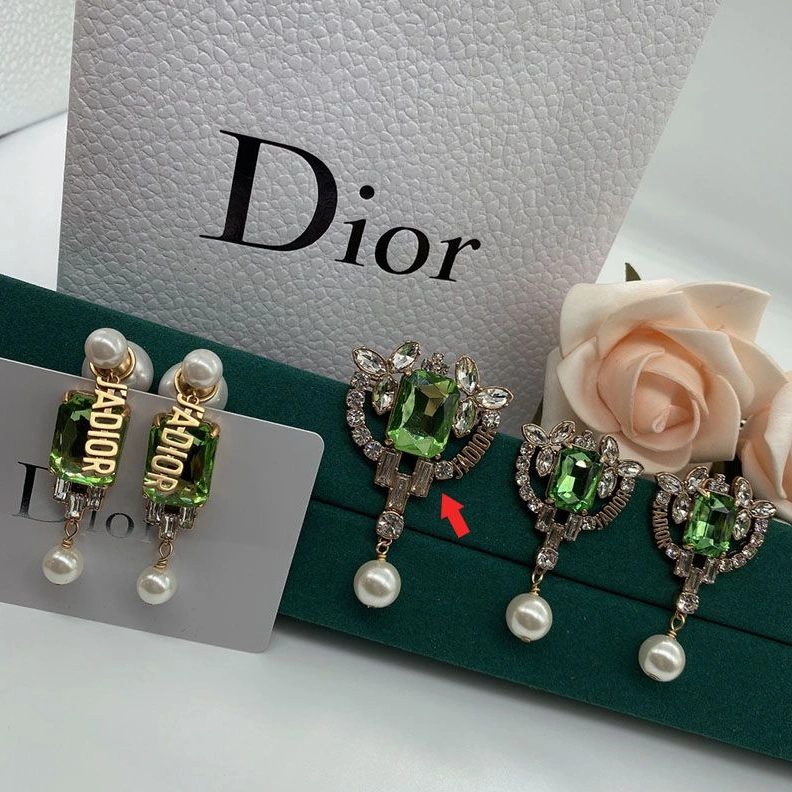 J'Adior Brooch, Silver and Green Crystals with White Resin Pearls Gold TopPick 3258