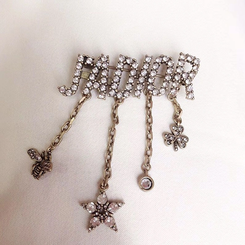 J'Adior Brooch with Bee Star Clover White Crystals Silver StreetReady 2637