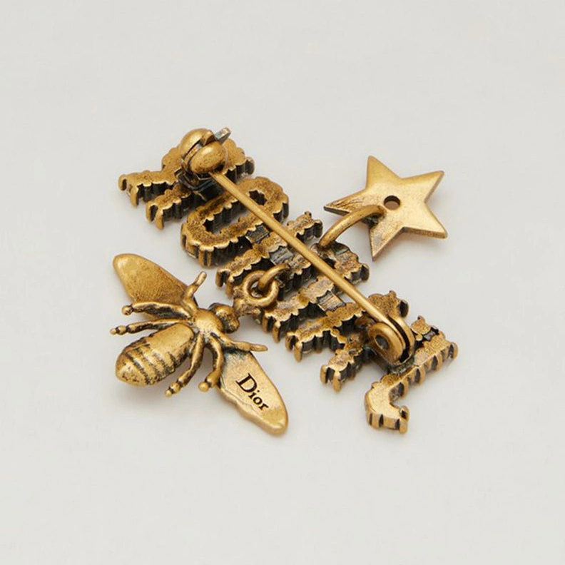 J'Adior Brooch with Bee Star White Crystals Gold SmartChoice 3249