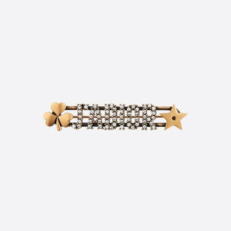 J'Adior Brooch with Shamrock Star Crystals Gold Comfortable 2787