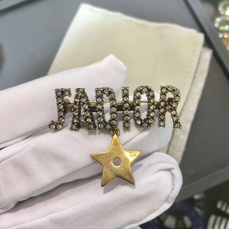 J'Adior Brooch with Star White Crystals Gold TopPick 8005