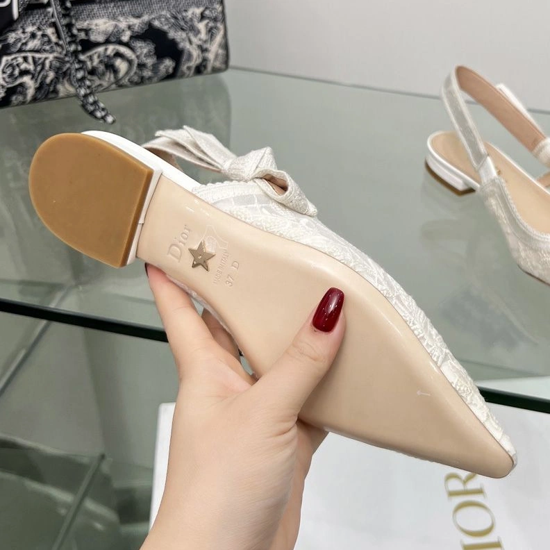 J'Adior Slingback Pumps Women Butterfly Motif Transparent Mesh White StreetReady 9198