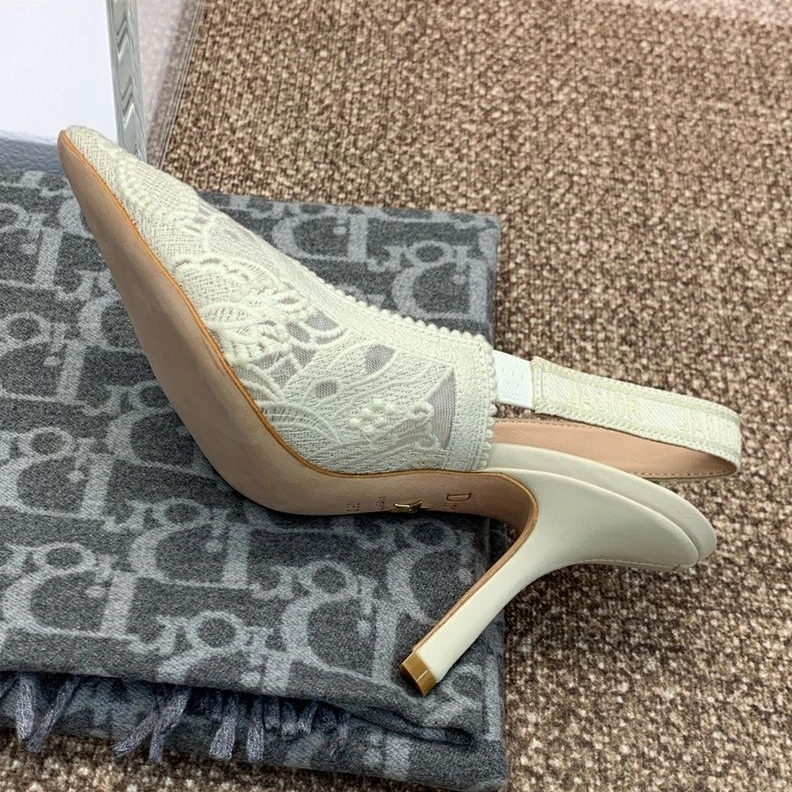J'Adior Slingback Pumps Women D-Lace Butterfly Motif Macrame White HighQuality 1604