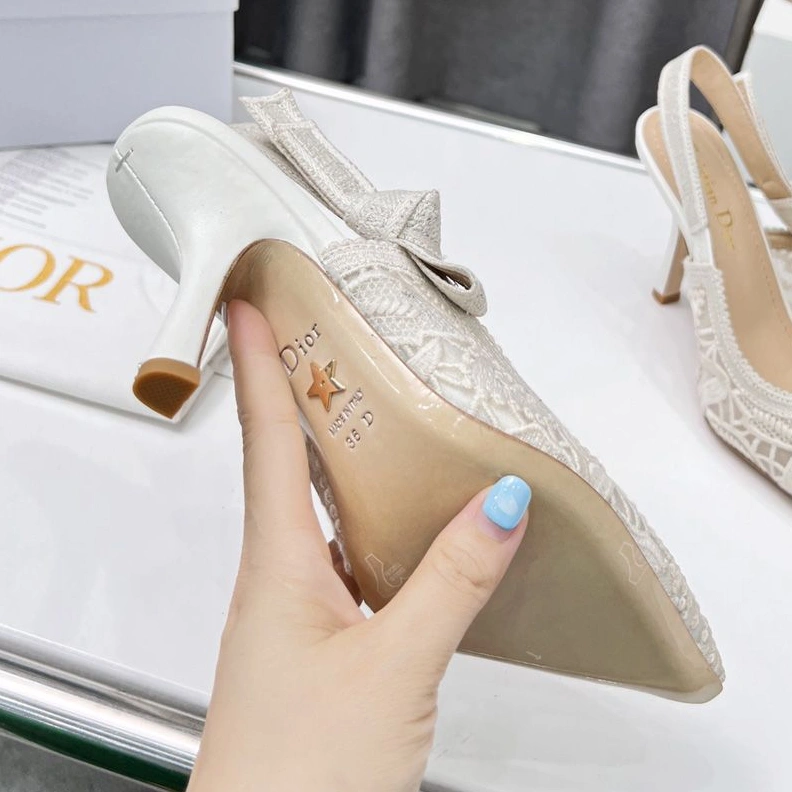 J'Adior Slingback Pumps Women D-Lace Motif Macrame White UrbanStyle 6497