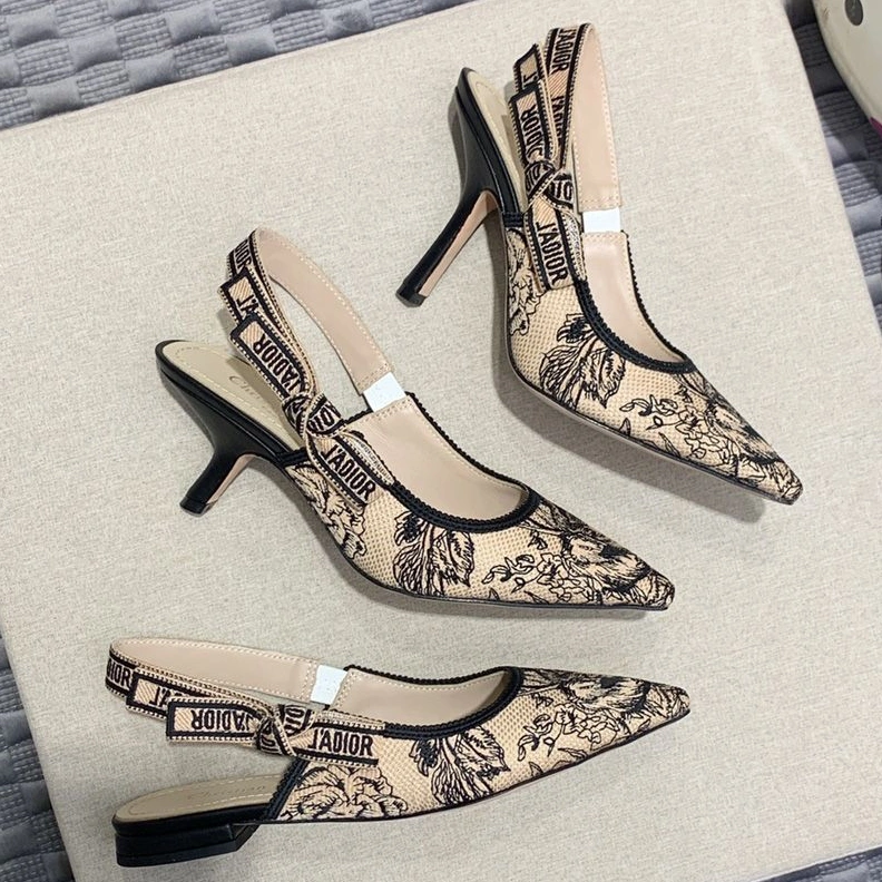J'Adior Slingback Pumps Women Jardin d'Hiver Motif Canvas Beige ModernLook 2479