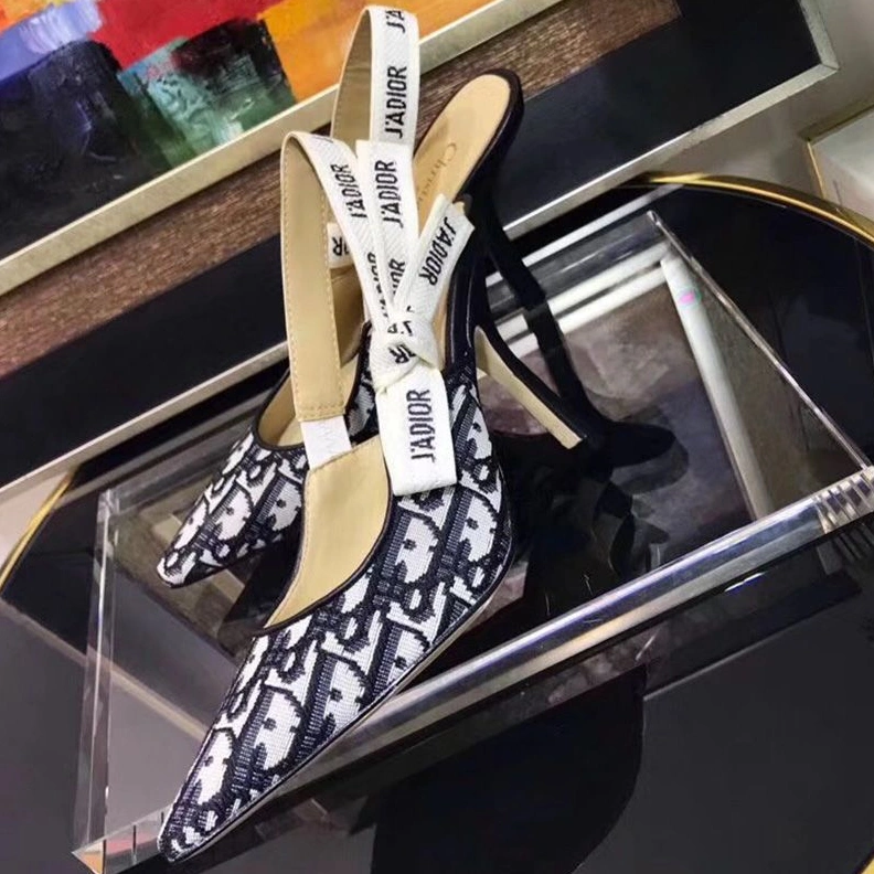J'Adior Slingback Pumps Women Oblique Motif Canvas Black SportInspired 7239