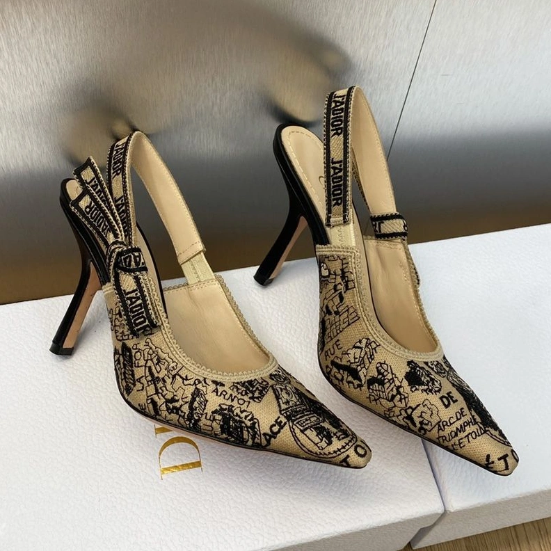 J'Adior Slingback Pumps Women Plan de Paris Motif Canvas Beige AllSeason 5977