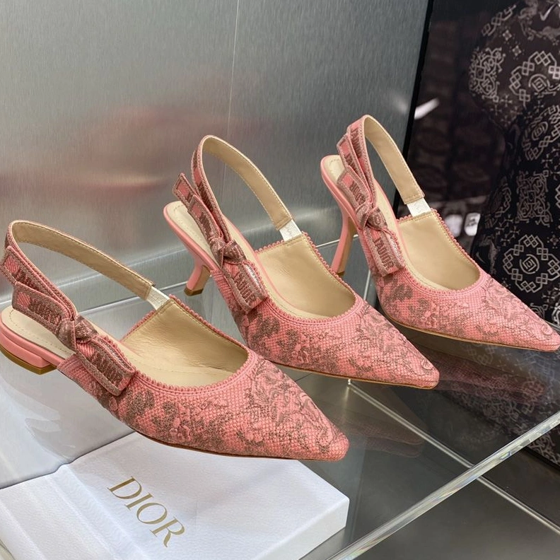 J'Adior Slingback Pumps Women Toile de Jouy Sauvage Motif Canvas Pink UrbanStyle 1196