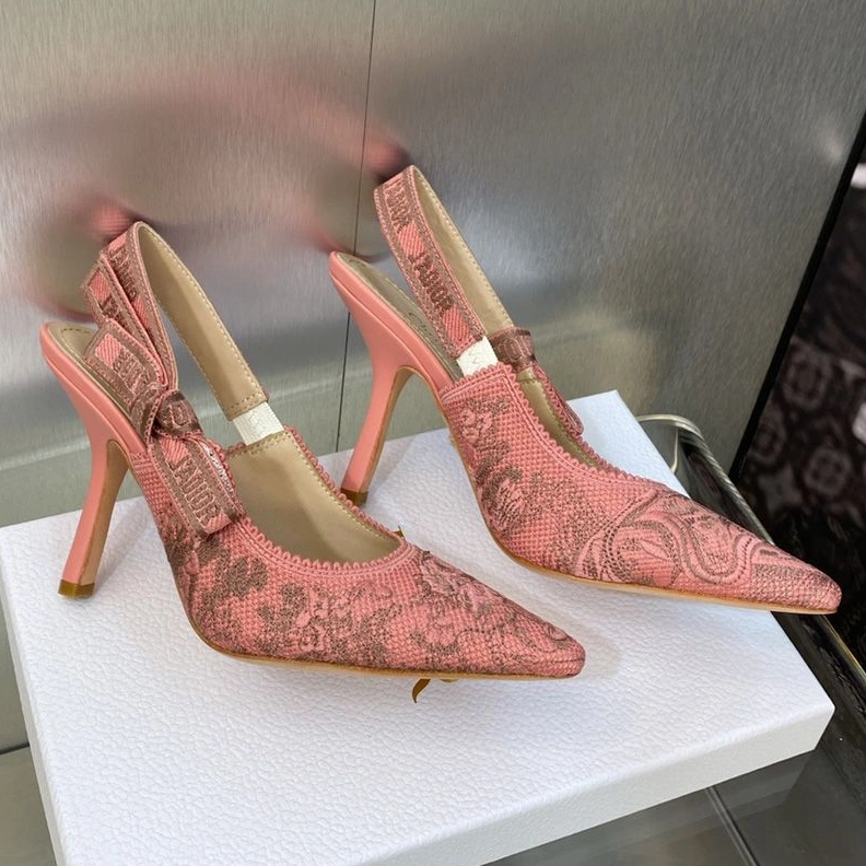 J'Adior Slingback Pumps Women Toile de Jouy Sauvage Motif Canvas Pink UrbanStyle 1196