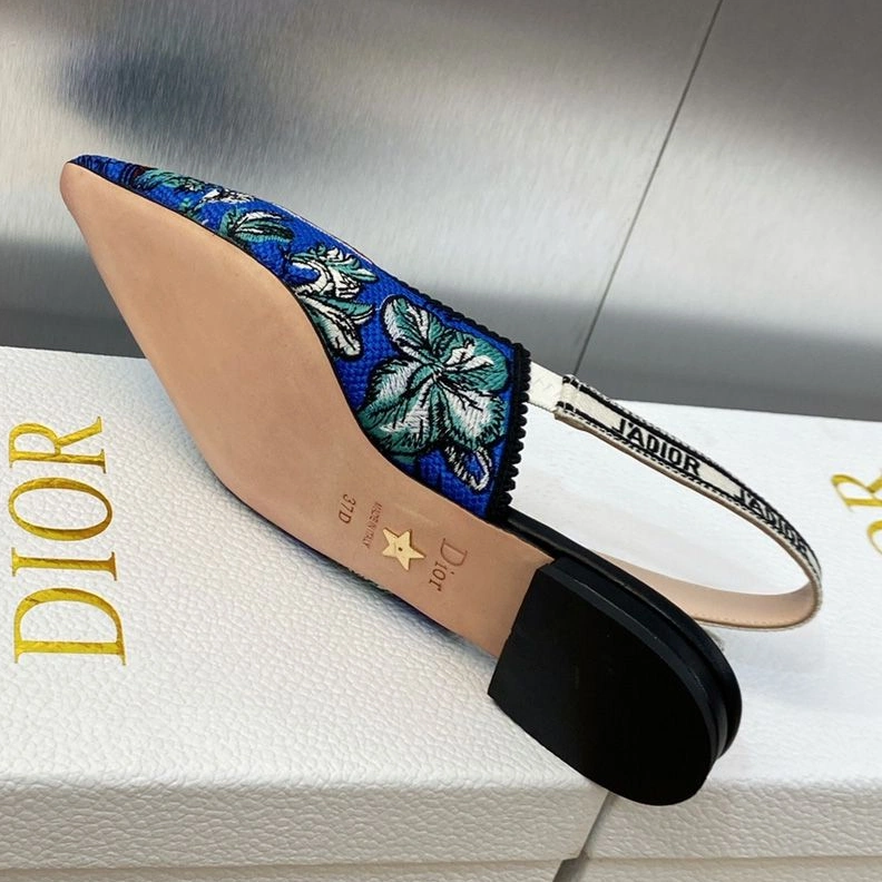 J'Adior Slingback Pumps Women Toile de Jouy Voyage Motif Canvas Blue Green AllSeason 7968