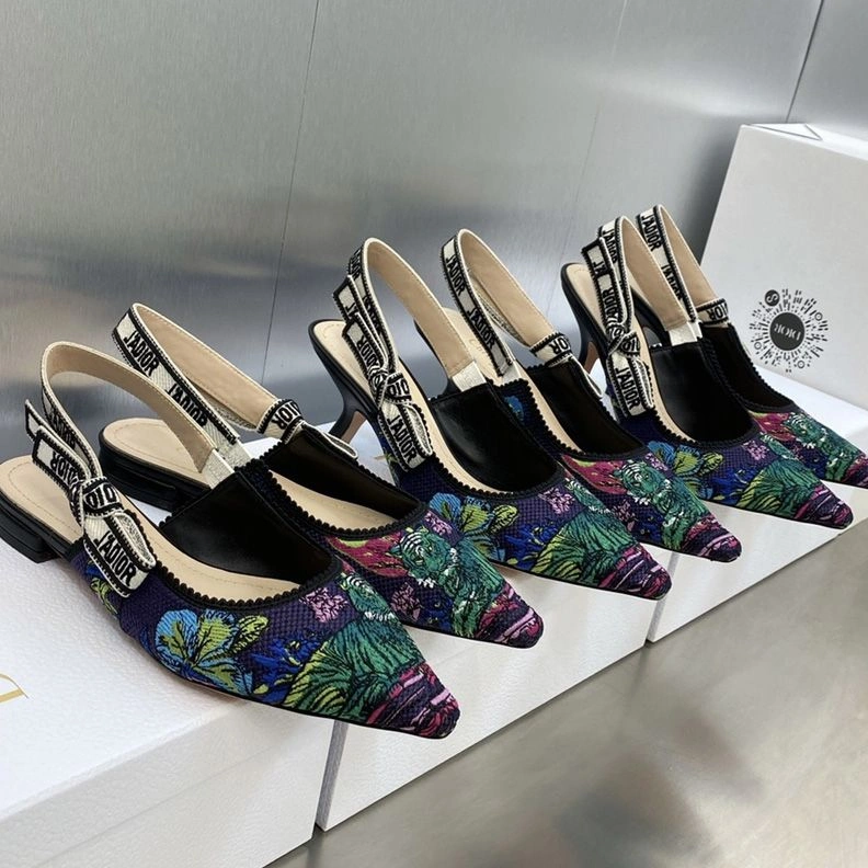 J'Adior Slingback Pumps Women Toile de Jouy Voyage Motif Canvas Multi Blue AllSeason 5118