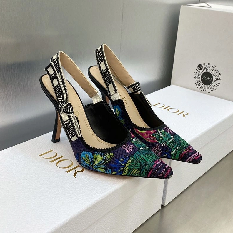 J'Adior Slingback Pumps Women Toile de Jouy Voyage Motif Canvas Multi Blue AllSeason 5118