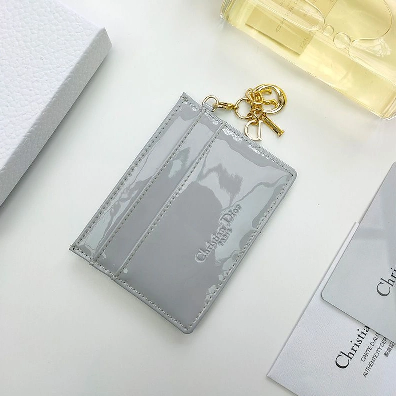 Lady Dior Card Holder Patent Cannage Calfskin Silver Trendy 8052