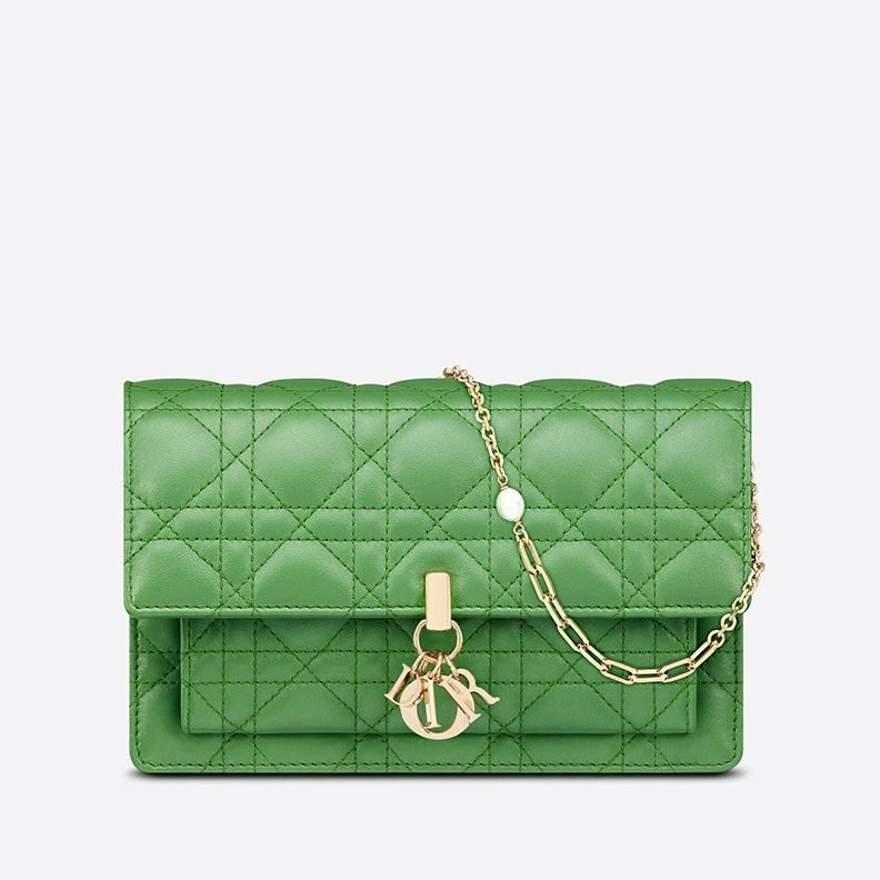 Lady Dior Chain Pouch Cannage Lambskin Green StreetReady 2667