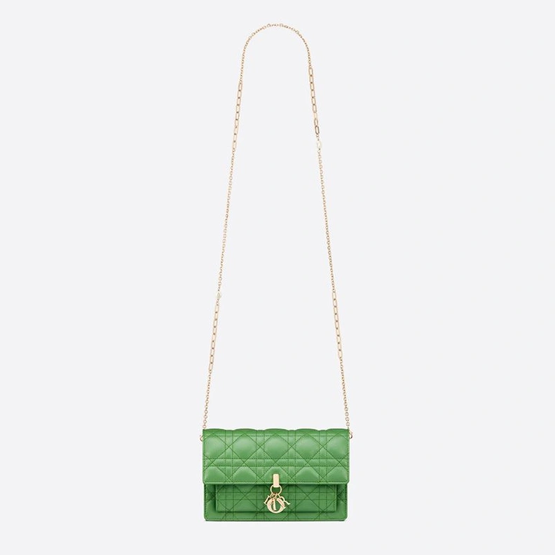 Lady Dior Chain Pouch Cannage Lambskin Green StreetReady 2667