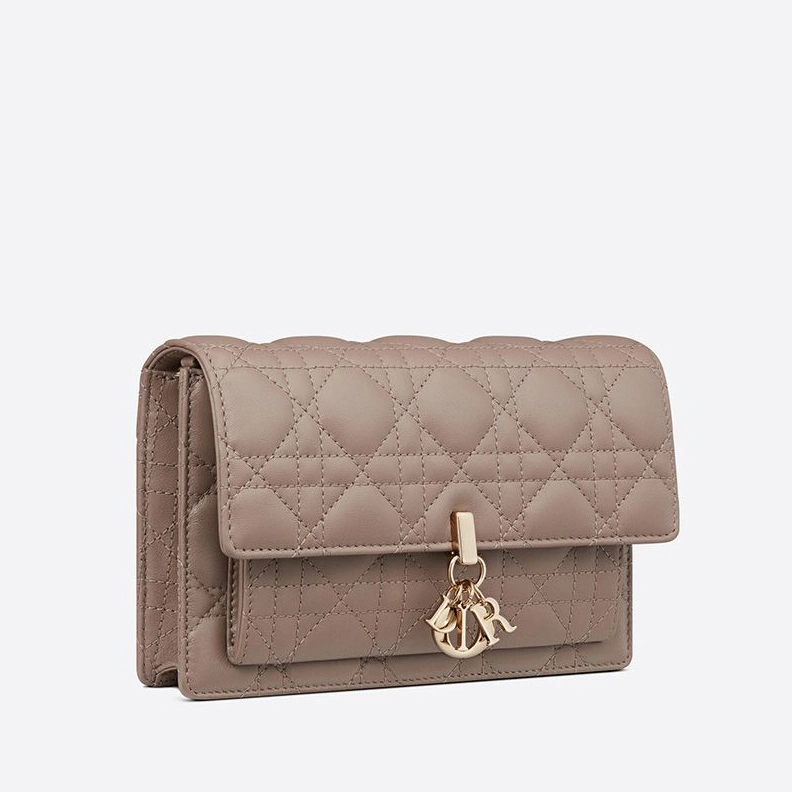 Lady Dior Chain Pouch Cannage Lambskin Khaki EasyMatch 6549