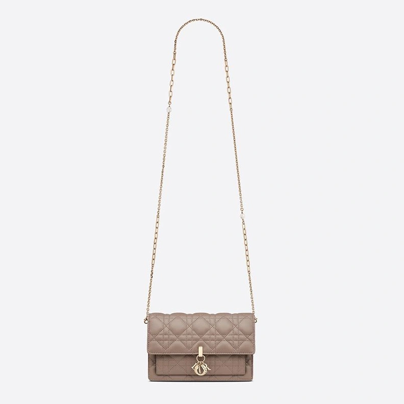 Lady Dior Chain Pouch Cannage Lambskin Khaki EasyMatch 6549