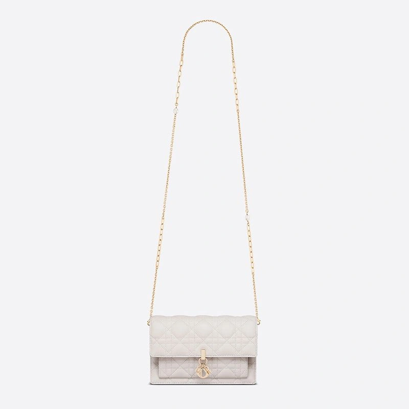 Lady Dior Chain Pouch Cannage Lambskin White HighQuality 4303
