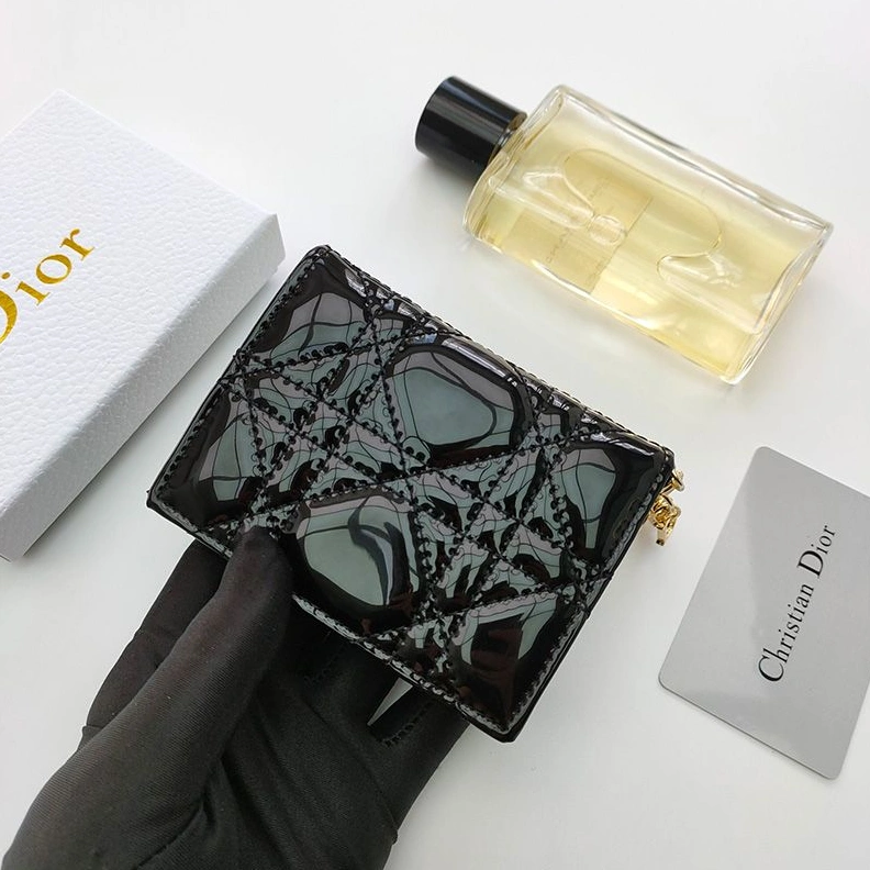 Lady Dior Flap Card Holder Patent Cannage Calfskin Black SportInspired 1758