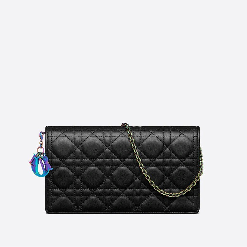 Lady Dior Pouch Emblematic Cannage Lambskin Black EasyMatch 7615
