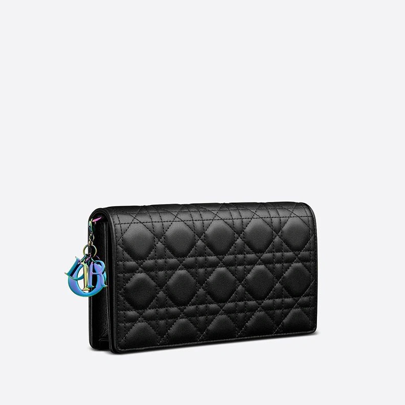 Lady Dior Pouch Emblematic Cannage Lambskin Black EasyMatch 7615