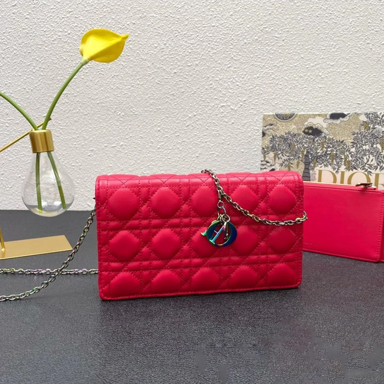 Lady Dior Pouch Emblematic Cannage Lambskin Red AllSeason 4176