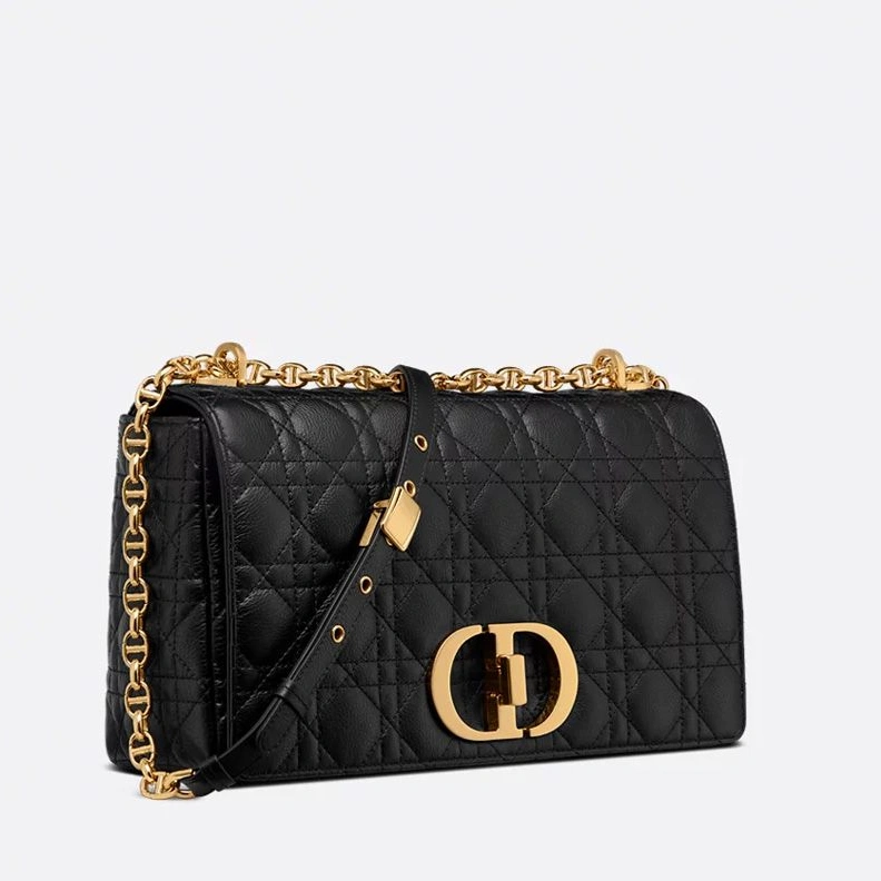 Large Dior Caro Bag In Supple Cannage Calfskin Black GoodFit 6670