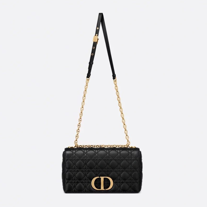 Large Dior Caro Bag In Supple Cannage Calfskin Black GoodFit 6670