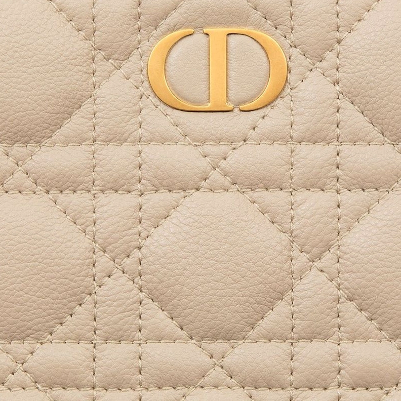 Large Dior Caro Daily Pouch In Supple Cannage Calfskin Apricot Trendy 4611
