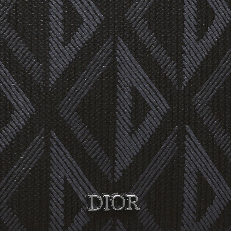 Large Dior Vertical Wallet CD Diamond Motif Canvas Black BestValue 612