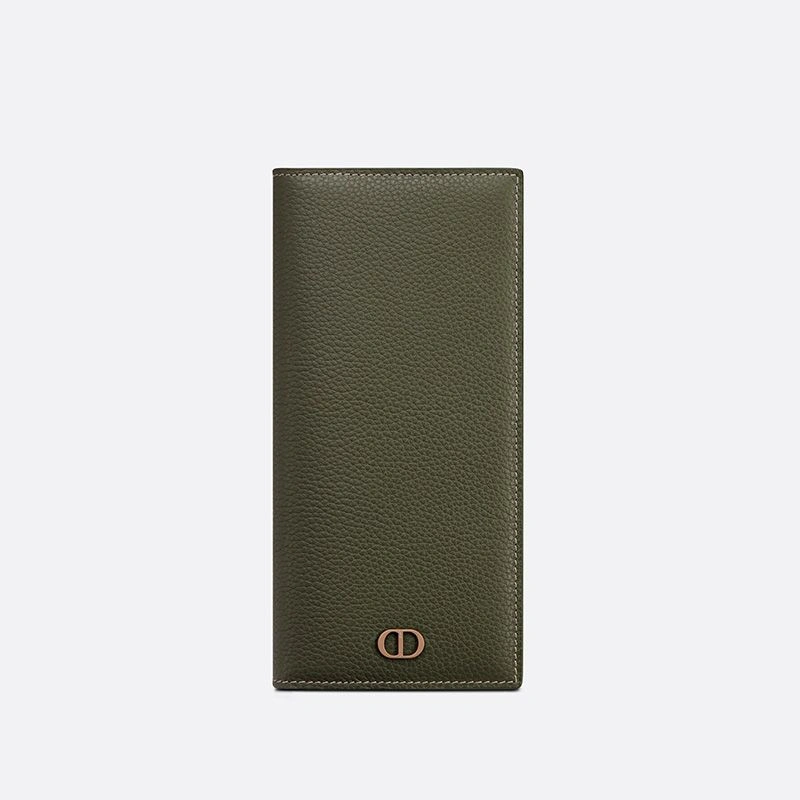 Large Dior Vertical Wallet Grained Calfskin with CD Icon Signature Olive HighQuality 7690