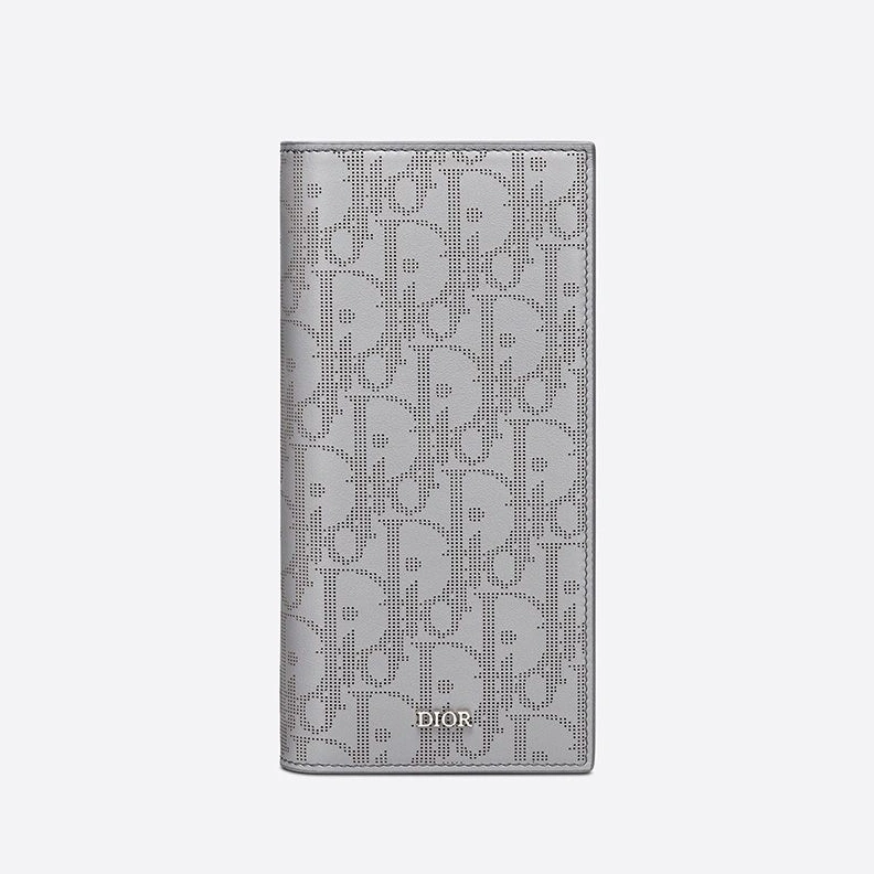 Large Dior Vertical Wallet Oblique Galaxy Leather Grey EasyMatch 3242