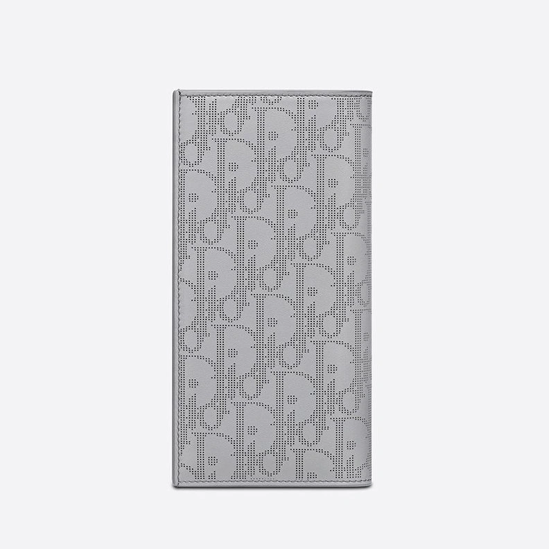 Large Dior Vertical Wallet Oblique Galaxy Leather Grey EasyMatch 3242