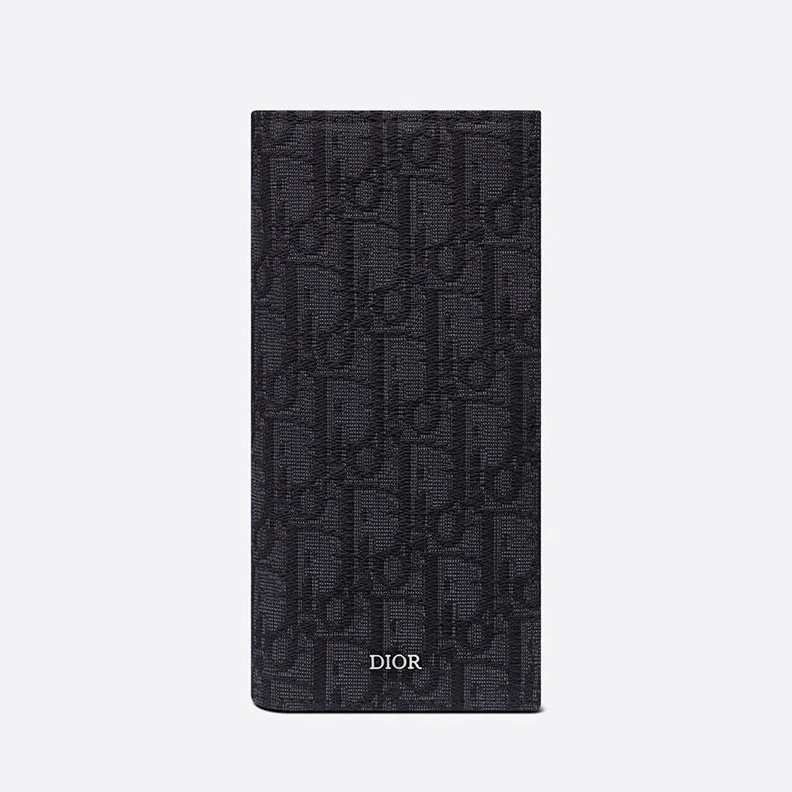 Large Dior Vertical Wallet Oblique Motif Canvas Black AllSeason 9148