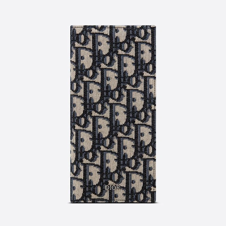 Large Dior Vertical Wallet Oblique Motif Canvas Blue EasyMatch 3588