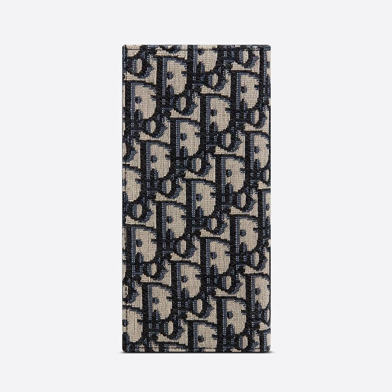 Large Dior Vertical Wallet Oblique Motif Canvas Blue EasyMatch 3588