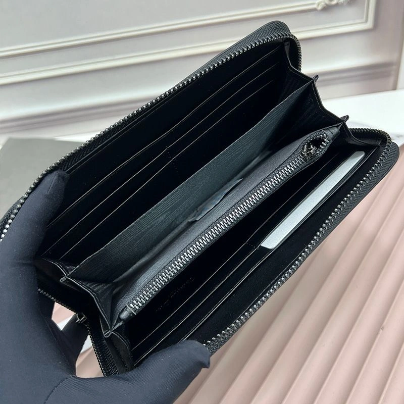 Large Dior Zip Wallet CD Diamond Motif Calfskin Black SportInspired 8874