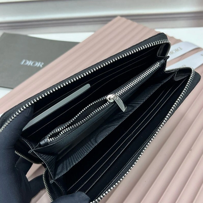 Large Dior Zip Wallet Oblique Motif Canvas Black SmartChoice 9284