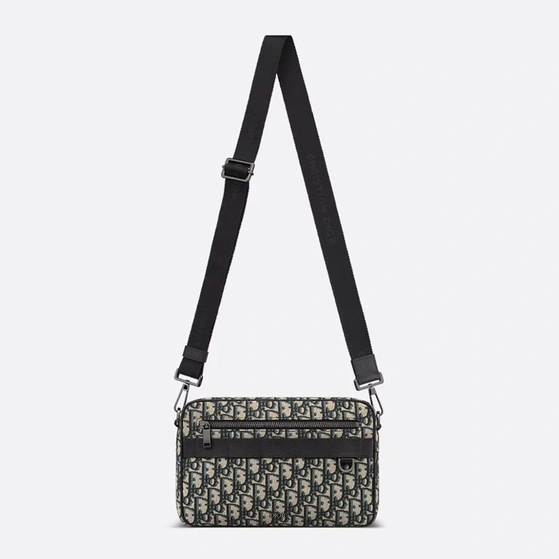 Maxi Dior Safari Bag with Strap In Oblique Motif Canvas Blue StreetReady 7587