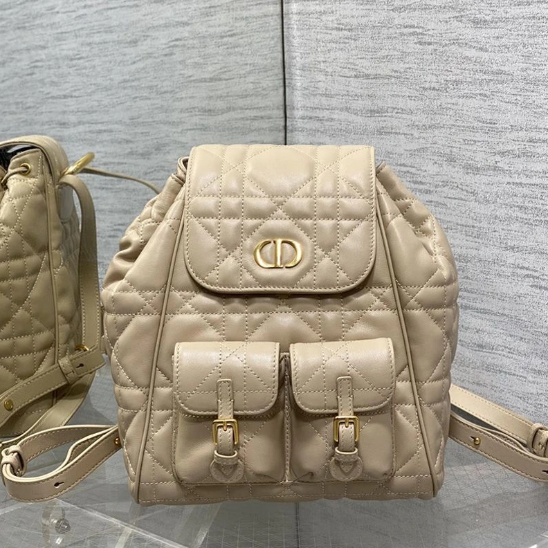 Medium Dior Caro Backpack In Macrocannage Lambskin Apricot GoAnywhere 3477