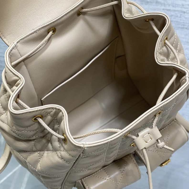 Medium Dior Caro Backpack In Macrocannage Lambskin Apricot GoAnywhere 3477