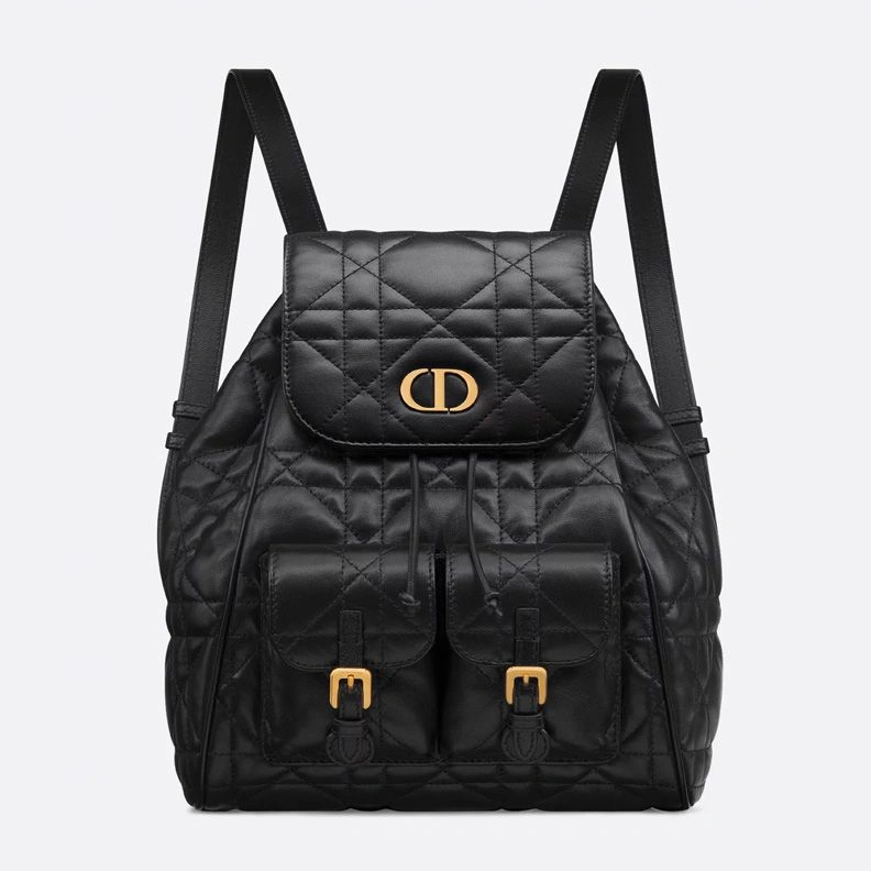 Medium Dior Caro Backpack In Macrocannage Lambskin Black NewStyle 4215